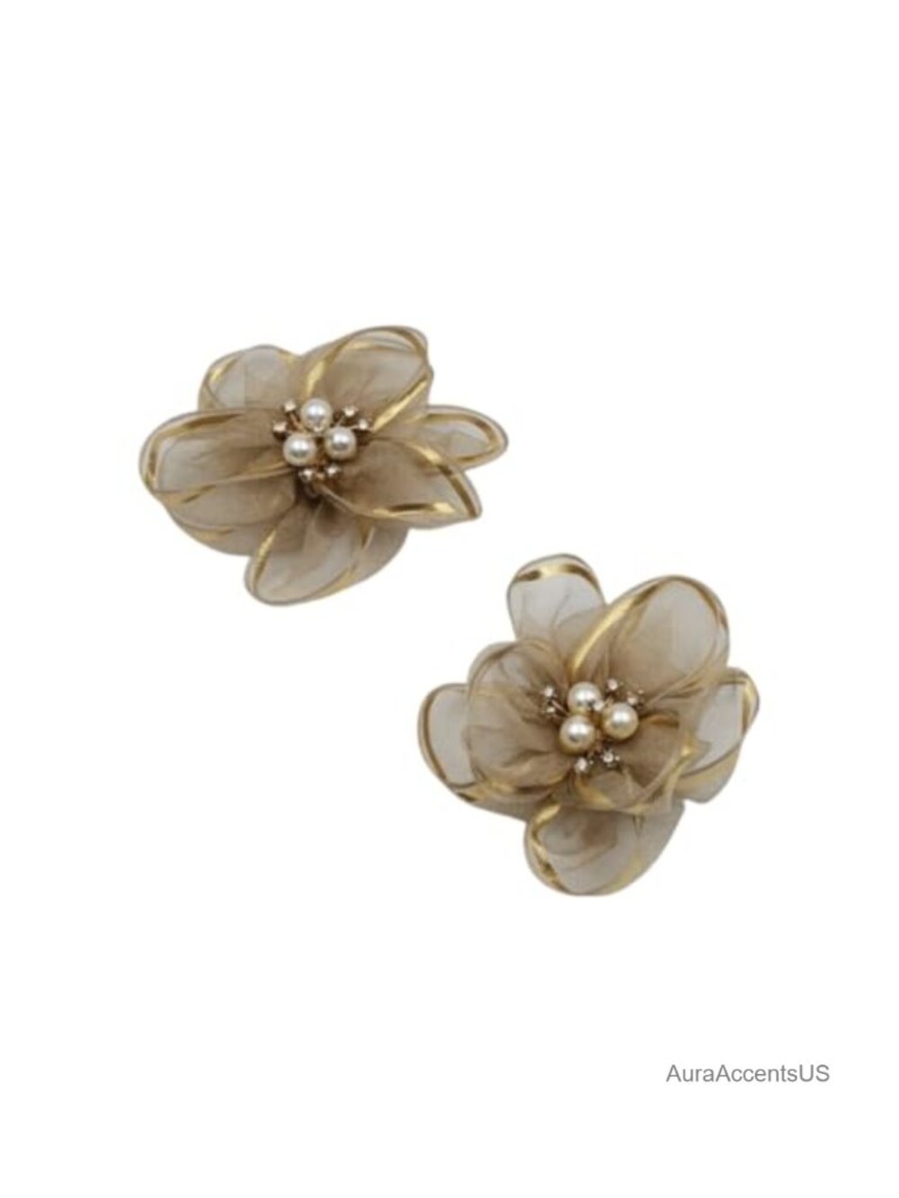 2 Pcs Pearl Flower Shoe Clips Rhinestone Lace Floral Charm Clip On